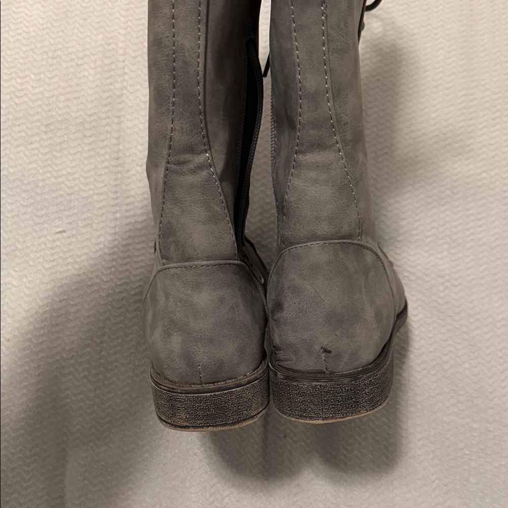 Women's Lace-Up Knit Cuff Tall Boots - Gray - Picture 7 of 11